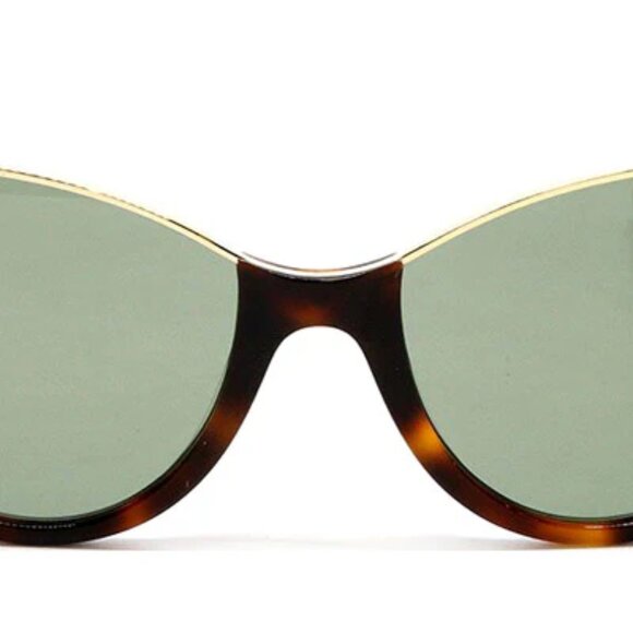 Saint Laurent “Stella” tortoise cat eye sunglasses in Havana/green - Picture 11 of 11